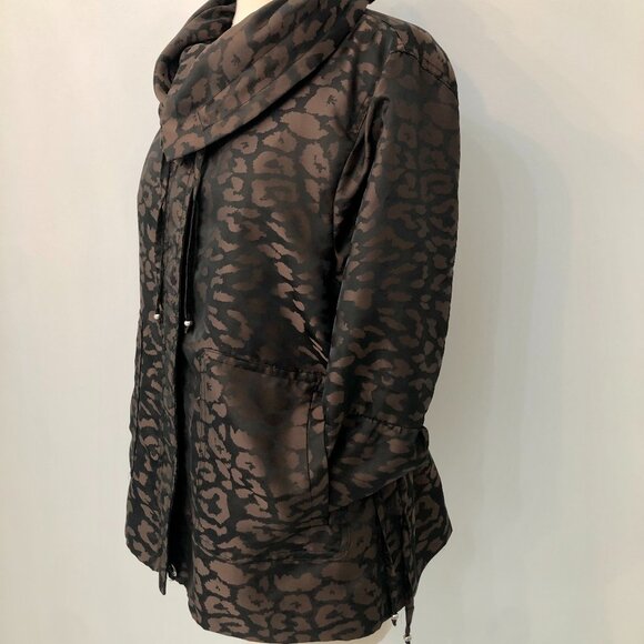 Luii Coat Black Brown Leopard Print Coat, Size L - Picture 2 of 9